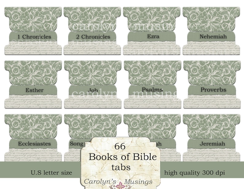 Books of the Bible Tabs Printable Bible Tabs for Bible - Etsy