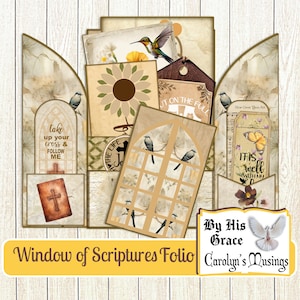 Janela das Escrituras Fólio Fé Efêmera, Imprimíveis, Cristão, Bíblia, Registro no diário, Scrapbooking, Tags, Download digital, Criação de cartões