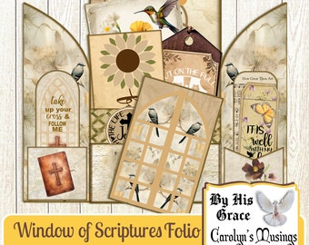 Window of Scriptures Folio Faith Ephemera, Printables, Christian, Bible, Journaling, Scrapbooking, Tags, Digital download, Card making