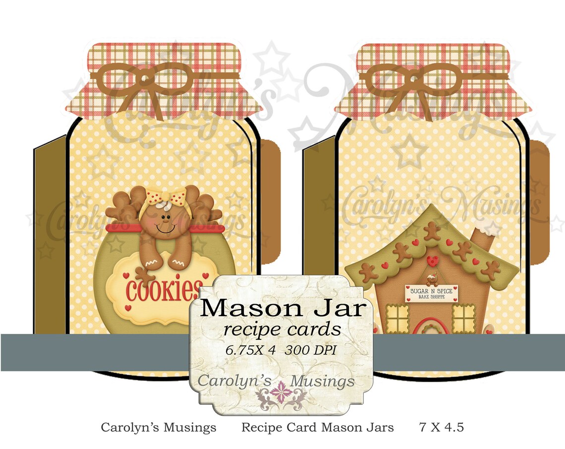 Printable Gift Mason Jar Recipe Cards Digital Recipe Cards - Etsy