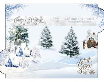 Christmas Junk Journal File Folders, Scrapbook Ephemera (Digital Download)