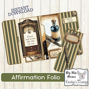 Diário de Afirmações de Fé Junk Journal para Ele, Versículos de Afirmação Bíblica, Cachoeira, Diário de Oração, Devocionais Efêmeros, Download Digital
