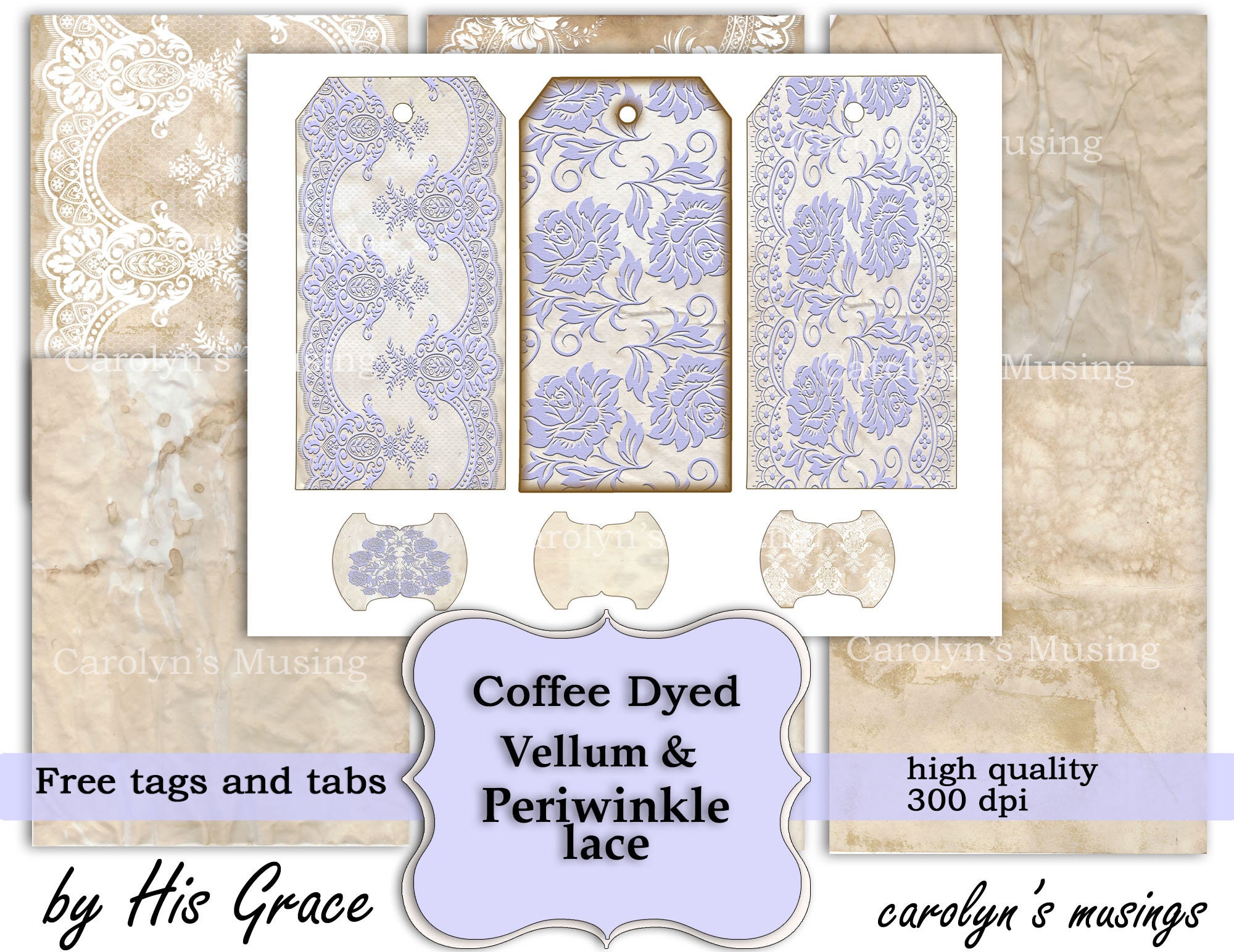Printable Coffee Dyed Plain Background Vellum Paper Pack - Etsy