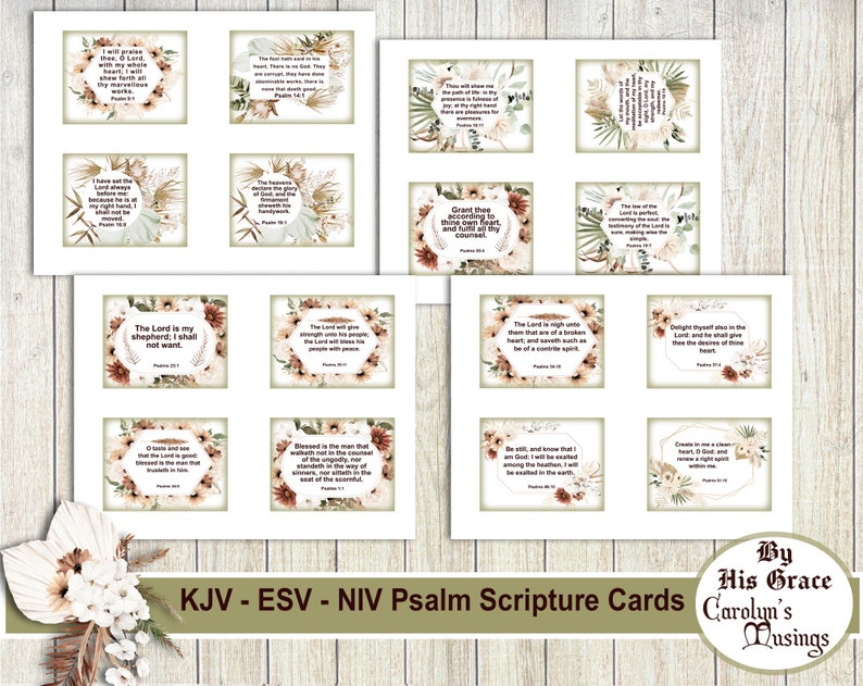 Psalm Scripture Cards, KJV ESV Printable (digital Download) - Etsy