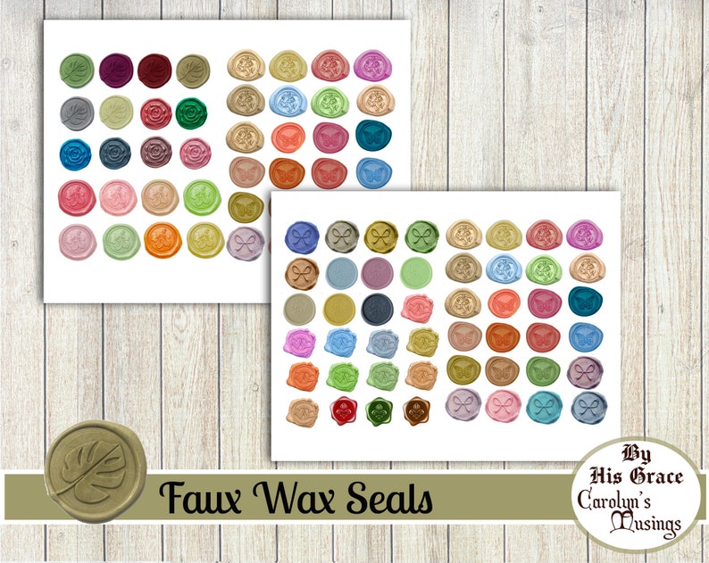 Faux Wax Seals for Envelope Collage Planner Journals Printable Etsy