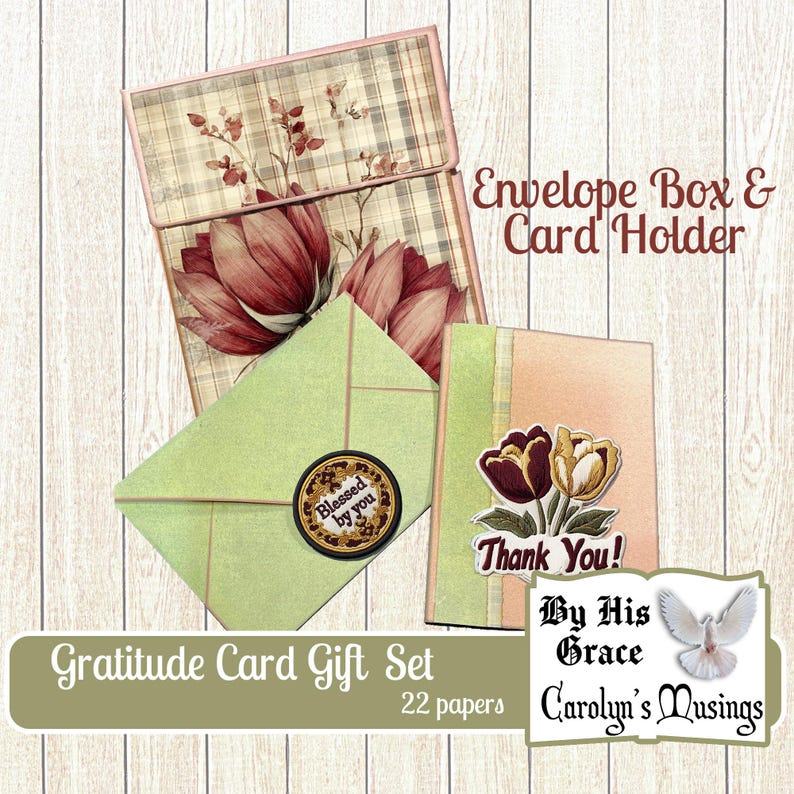 Printable Gratitude Cards Gift Set | Thank You Cards with KJV & NIV Bible Verses | Digital Junk Journal Kit, DIY Gift