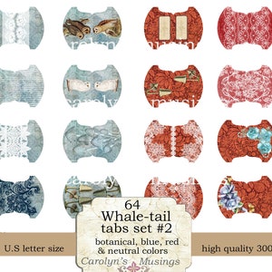 printable whale-tail tabs Set2, for junk journals, prayer journals and planners image 4