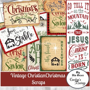 Junk Journal, Vintage, Christlich, Weihnachten, Pingelige Schnitte, Printable, Weihnachten Ephemera, Weihnachten Scraps, Digitale Papiere