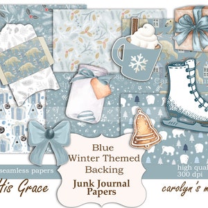 Junk Journal, kit para impressão de inverno, papel de Natal para fazer cartões, coisas efêmeras grátis