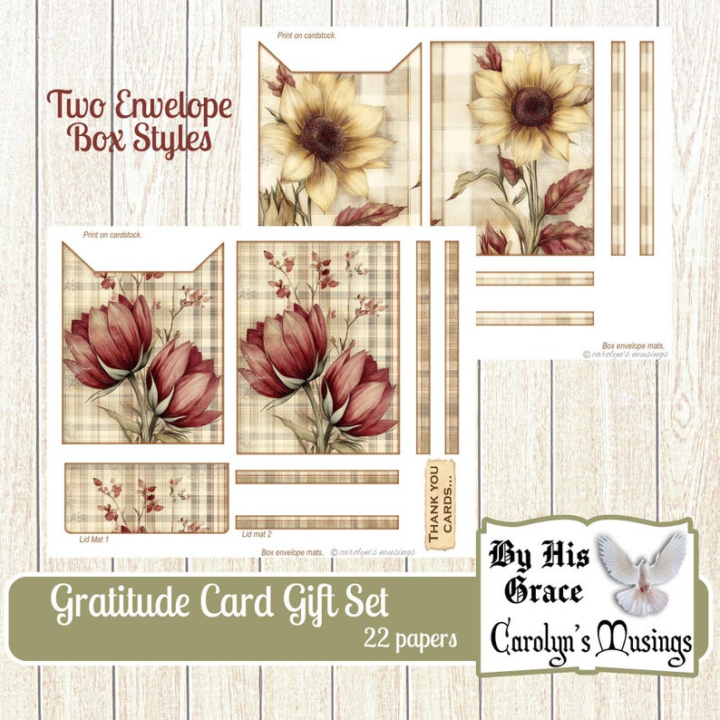 DIY Gratitude Cards Printable Set | KJV & NIV Bible Verses, Junk Journal Kit, Digital Thank You Gift