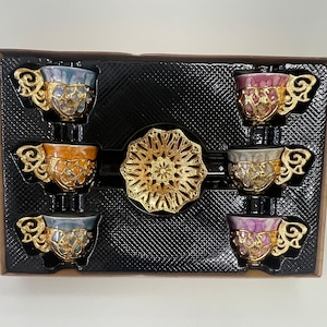 Turkish Greek Arabic Coffee Espresso Cup Saucer Porcelain Set