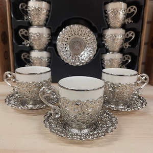 Turkish Greek Arabic Coffee Espresso Cup Saucer Porcelain Set