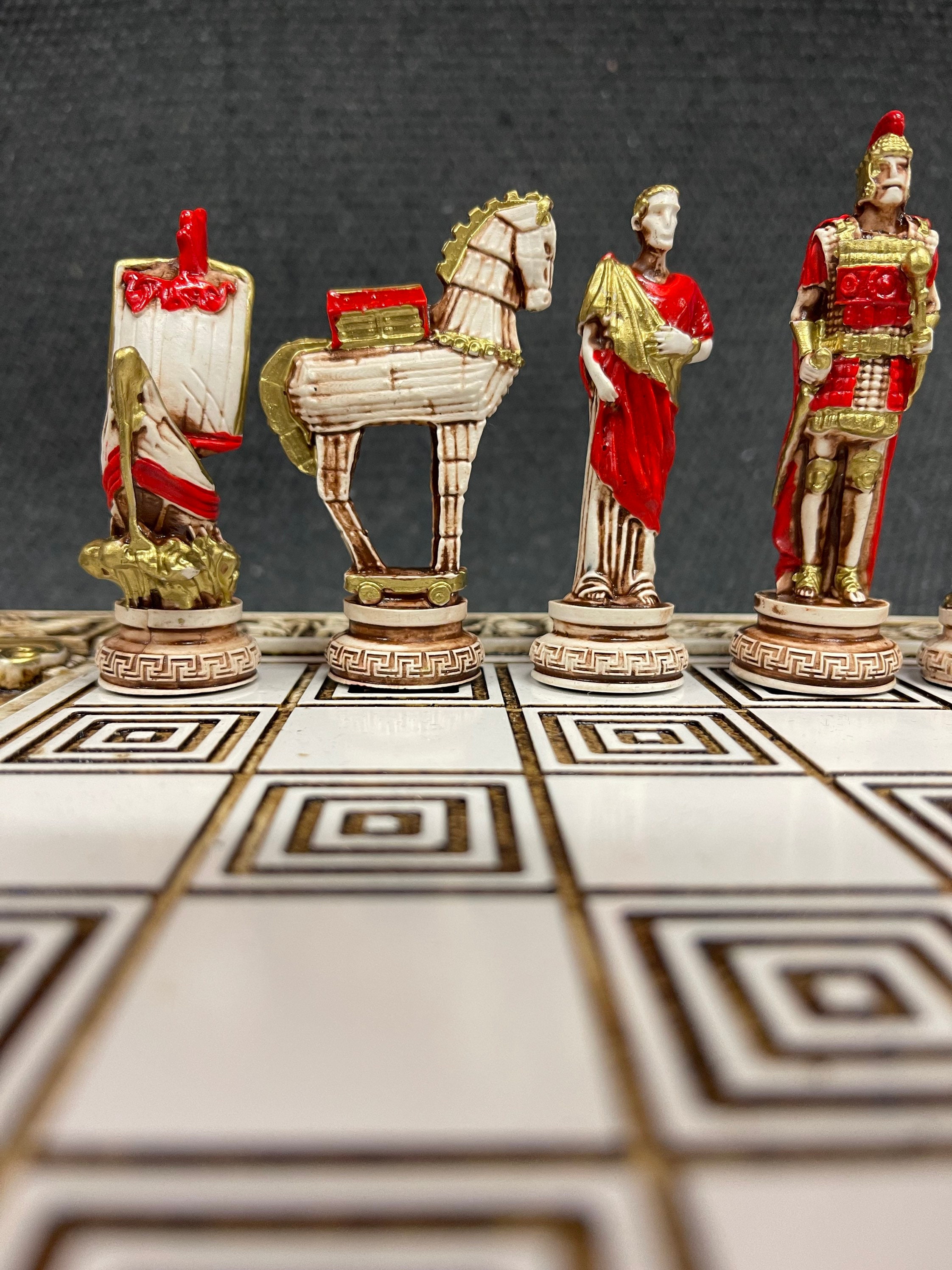 Trojan War Chess Set Troy Vs Greece 33cm 1299 Solid Etsy