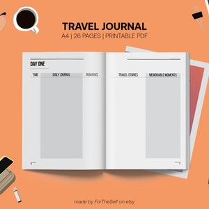 Travel Journal | Trip Journal | Travel Organizer | Vacation Journal | Printable | PDF | Single Pages | Spread | Booklet