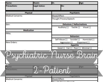 Psychiatric Nurse Report Sheet, Mental Health SBAR (Printable Pages)