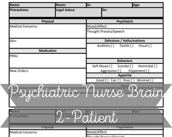 Psychiatric nurse brain report sheet printable PDF mental health nurse SBAR psych nurse report sheet