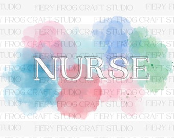 Pastell Aquarell Krankenschwester PNG Bundle, RN, LPN (Digitaldruck)