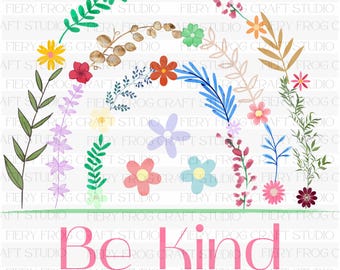 Floral Rainbow Be Kind PNG, Pastellfarben (Digitaler Download)