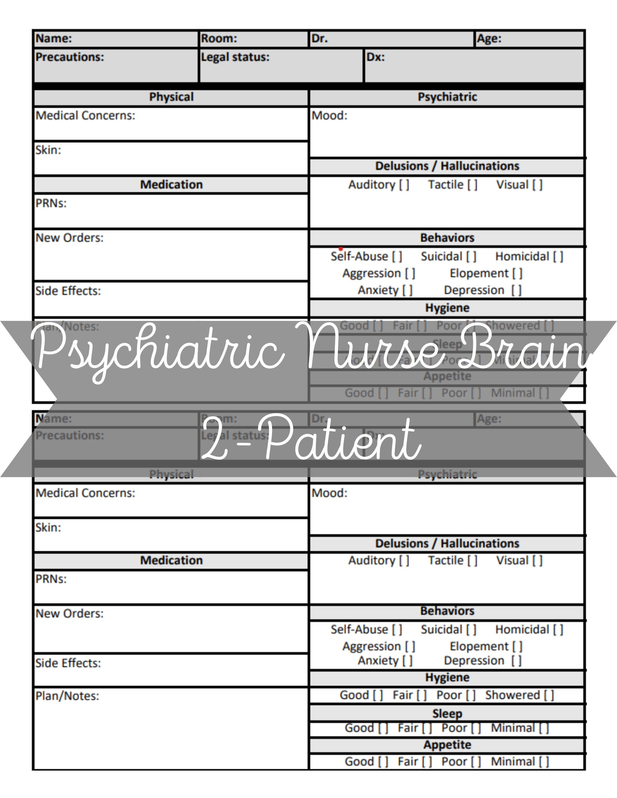 Behavioral Health Psychiatric Report Sheet Medical Nurse Report Brain