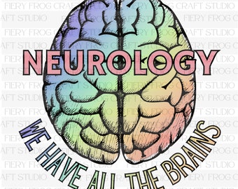 neurologia cérebro digital PNG, arco-íris pastel DTF e arte de sublimação