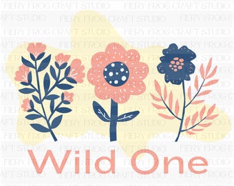 Wild One Floral PNG, erster Geburtstag (Digitaler Download)