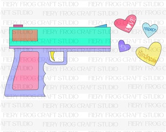 Liebe Pistole PNG Sublimation, retro, Hippie-Stil, nette Worte