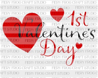 1st Valentinstag SVG und PNG druckbare Datei Herzen digitaler Download