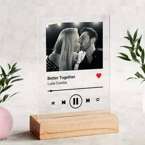 NEXT DAY SHIP Custom Song Plaque - Acrylic Plaque Couples Gift with Code and Text Couple Song Photo Bestie Music Plaque Last minute gift