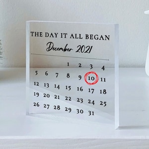 Personalized Calendar Acrylic Block | Custom Special Date Keepsake | Anniversary Gift for Him Her | Birthday Gift for Her