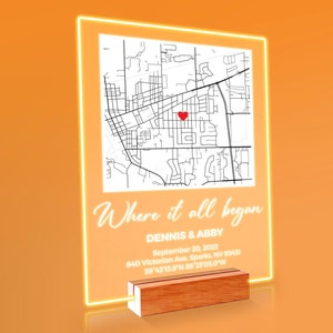 Expédition le lendemain carte Notre premier rendez-vous - carte personnalisée pour couple où tout a commencé, carte du lieu où nous nous sommes rencontrés, où nous nous sommes rencontrés, notre premier baiser, cadeau de Noël