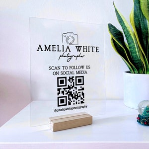 Custom Acrylic Business Decoration Sign - Personalized QR Sign, Shop Decor, Business Social Media Sign, Sign for Business