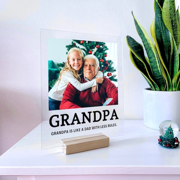Custom Grandpa Gift - Personalized Acrylic Stand Plaque Block for Him Gift for Dad Gift for Daddy Father’s day gifts gifts for papa