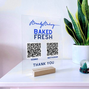 Personlig akryl Venmo QR-kodskylt - Anpassad QR-skylt, butiksdekor, företagsskylt för sociala medier, alla hjärtans dag