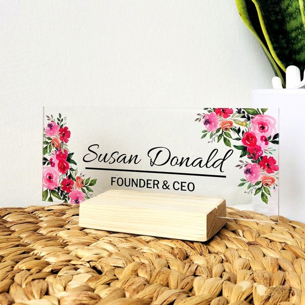 Personalized Nameplate Glass - Clear Acrylic Name Plaque Office Desk Gifts Names Plate for Graduation Gift Mothers’s day gifts grandma gift