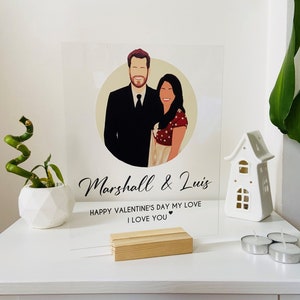 Minimalist Illustration Plaque Custom Couple Illustration Portrait Anniversary Gift Couples Gift Custom Memorial Gift