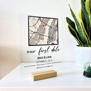 Expédition le lendemain carte Notre premier rendez-vous - carte personnalisée pour couple où tout a commencé, carte du lieu où nous nous sommes rencontrés, où nous nous sommes rencontrés, notre premier baiser, cadeau de Noël