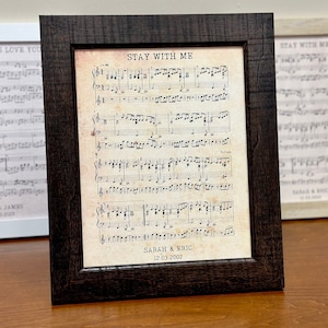 Personalized Song Notes on Cotton Sheet, Framed Wooden Canvas Art, Custom Couples Gift with Frame, Wedding or Anniversary Cotton Print