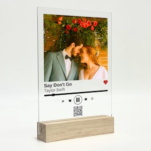 NEXT DAY SHIP Custom Song Plaque - Acryl Plaque Paare Geschenk mit Code und Text Valentinstag