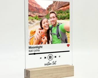 Custom Song Plaque with Photo | Personalized Music Keepsake | Anniversary Gift for Him Her | Bluetooth Speaker Stand