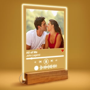 NEXT DAY SHIP Custom Song Plaque - Photo Night Light Plaque with Code and Text Couple Valentines Day