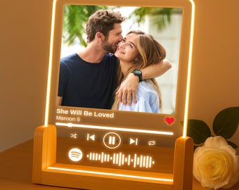 Personalized Music Plaque | Custom Song Photo Gift | Birthday Gift for Her | Scannable Song Code | Acrylic Photo Keepsake