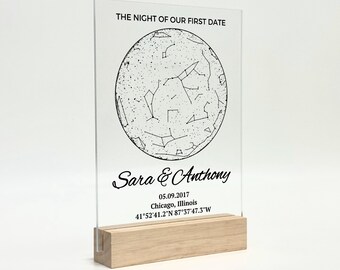 Custom Star Map by Date - Star Map Night Light Personalized Constellation Map Romantic Valentines Day