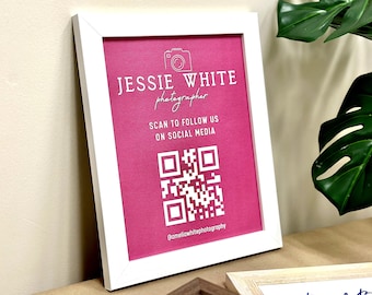 Small Business Display Framed Canvas - Personalized QR Sign, Shop Business Social Media Sign, Sign for Business, Custom Logo