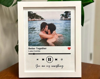 Custom Song Photo Poster with QR Code or Song Code – Personalized Framed Wooden Poster, Valentine’s Day