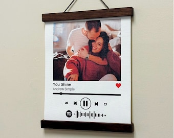 QR Code Song Photo Gift on Poster - Framed Wooden Poster for Couple or Bestie, Valentine's Day