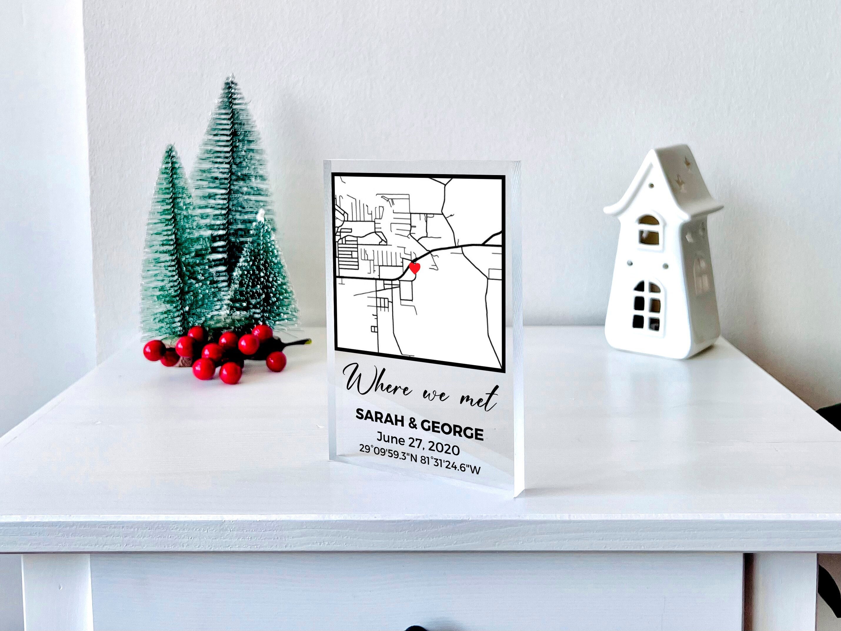 NEXT DAY SHIP Our First Date Map - Personalized Couple Map Where It Began Map of Place We Met Where We Met Our First Kiss Christmas Gift