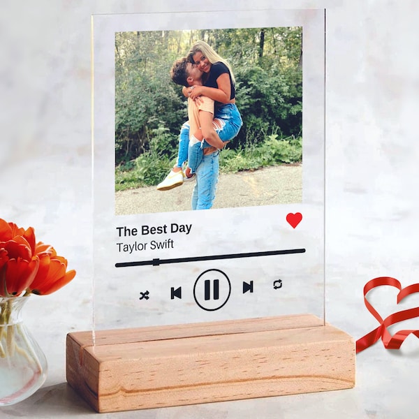 FREE PREVIEW Personalized Music Plaque - Couples Gift, Song Plaque Song Code Gift for Her Custom Memorial Gift