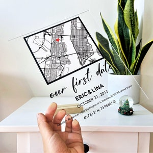 Expédition le lendemain carte Notre premier rendez-vous - carte personnalisée pour couple où tout a commencé, carte du lieu où nous nous sommes rencontrés, où nous nous sommes rencontrés, notre premier baiser, cadeau de Noël
