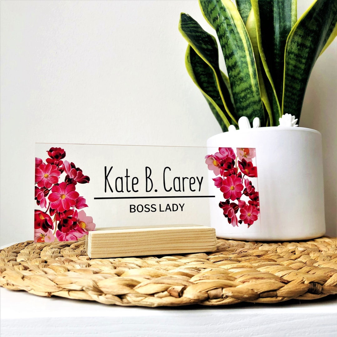 Custom Acrylic Nameplate Clear Glass Name Plaque With Personalized Text, Office Desk Gifts