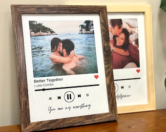 Personalized Song QR Photo on Poster - Wooden Framed Poster Sheet for Couples, Valentines Day